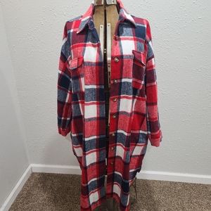 Long flannel shacket